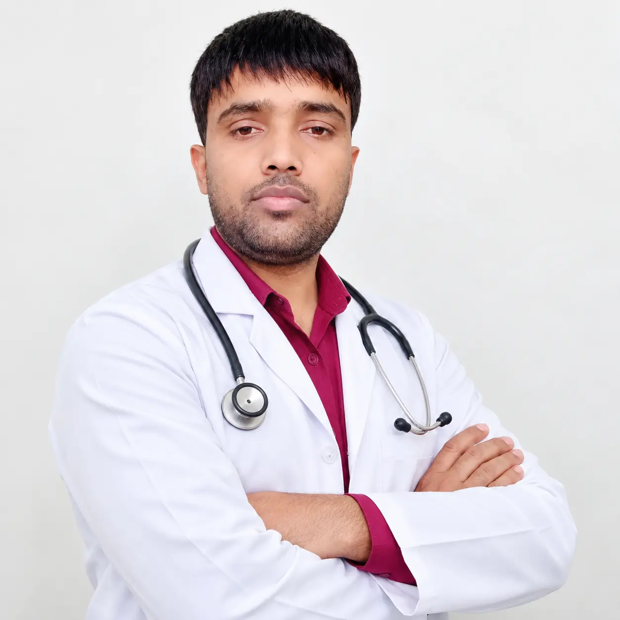 Indian doctor in a white coat for male and female GDA support